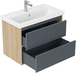 Onika Мебель для ванной Дайлер 80 подвесная графит/дуб сонома – фотография-10