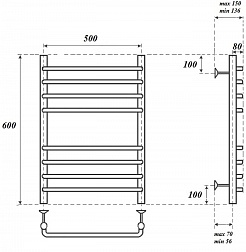 Point Полотенцесушитель электрический П8 500x600 PN09156SE хром – фотография-4