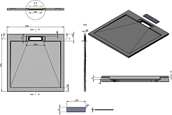 Esbano Душевой поддон Luxe 90x90 ESP-LX90G серый матовый – фотография-5