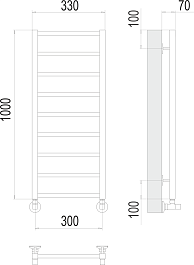 Terminus Полотенцесушитель водяной Контур П9 300x1000 хром – фотография-3