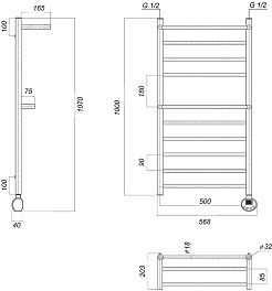 Domoterm Полотенцесушитель электрический Медея СП2 П10 500x1000 ER хром – фотография-3