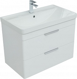 Aquanet Мебель для ванной Ирис New 80 2 ящика подвесная белая глянцевая – фотография-3