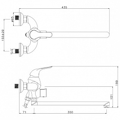 Lemark Смеситель для ванны Swan LM5451BG универсальный – фотография-2