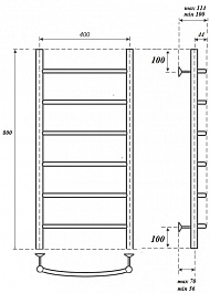 Point Полотенцесушитель водяной П6 400x800 PN04148 хром – фотография-3