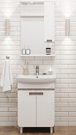 Onika Мебель для ванной Харпер 50.10 белая глянцевая/мешковина – фотография-1