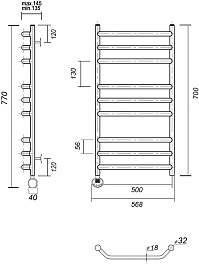 Domoterm Полотенцесушитель электрический Лаура П9 500x700 EL золото – фотография-3