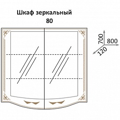 Какса-а Зеркало-шкаф Классик-Д 80, бежевый/золото – фотография-2