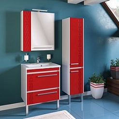Runo Зеркало-шкаф для ванной Мира 75 красный – фотография-4