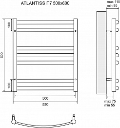 Lemark Полотенцесушитель электрический Atlantiss П7 500x600 черный – фотография-5