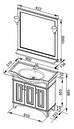 Aquanet Мебель для ванной Валенса 90 белый краколет/серебро (180240) – фотография-5