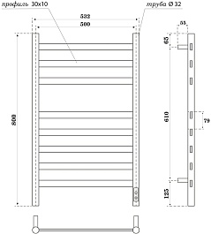 Point Полотенцесушитель электрический Селена П8 500x800 PN16858B черный – фотография-3