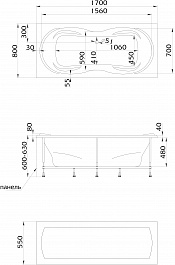 100Acryl Акриловая ванна Acrylora 170x80 – фотография-3