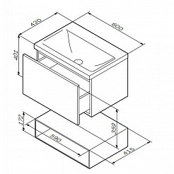 Am.Pm Тумба с раковиной Gem 60 орех, с 1 ящиком – фотография-7