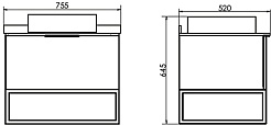 Comforty Мебель для ванной Порто 75 9110 подвесная дуб темно-коричневый/черный муар – фотография-19