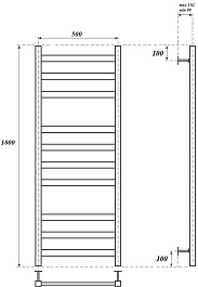 Point Полотенцесушитель электрический Меркурий П10 500x1000 PN83150BE черный – фотография-5