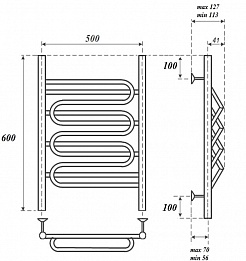 Point Полотенцесушитель электрический П5 500x600 PN01156SE хром – фотография-4