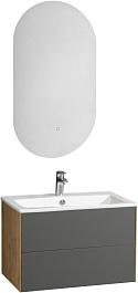 Акватон Мебель для ванной Сохо 75 подвесная дуб веллингтон/графит софт – фотография-1