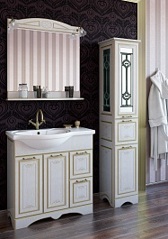 Sanflor Мебель для ванной Адель 82 R белая, патина золото – фотография-3