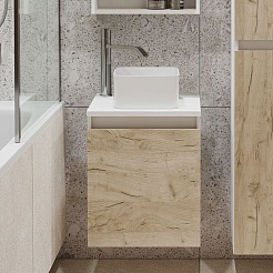 Runo Мебель для ванной Бари 40 R Uno подвесная дуб крафт/белая – фотография-3