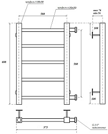 Point Полотенцесушитель водяной Вега П5 500x600 PN71556 хром – фотография-3