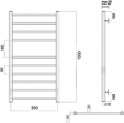 Domoterm Полотенцесушитель Квадро П10 500x1000 золото – фотография-4