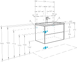 Акватон Мебель для ванной Сохо 75 подвесная дуб веллингтон/графит софт – фотография-16