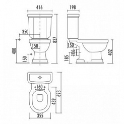 Creavit Унитаз Klasik KL310-ОЕ с биде – фотография-3