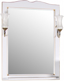 ASB-Woodline Зеркало для ванной Верона 65 белое патина золото, массив ясеня – фотография-1
