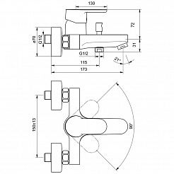 Ideal Standard Смеситель Vito B0412AA для ванны с душем – фотография-3