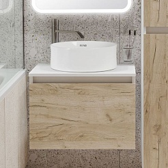 Runo Мебель для ванной Бари 60 Palla подвесная дуб крафт/белая – фотография-3