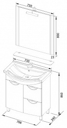 Aquanet Мебель для ванной "Асти 75" с б/к (177795) – фотография-3