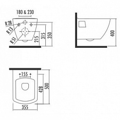 Creavit Унитаз подвесной TP326 с биде – фотография-2