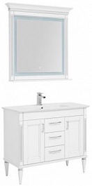 Aquanet Комплект мебели Селена 105 (3 ящика, 2 дверцы), белая/патина серебро – фотография-1