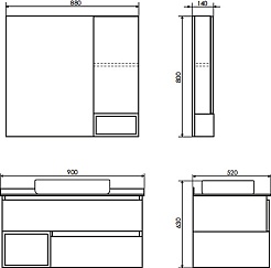 Comforty Мебель для ванной Прага 90 T-Y9378 подвесная дуб белый – фотография-13