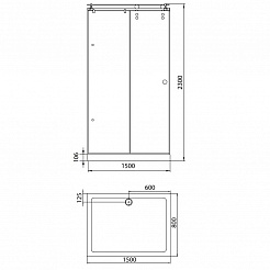 Aquanet  Душевой уголок "Beta 150x80-13" тонированное стекло – фотография-2