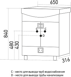 Mixline Мебель для ванной Квадро 1 65 L белая – фотография-10