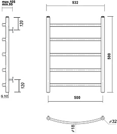 Domoterm Полотенцесушитель Калипсо П5 500x500 черный – фотография-4