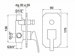 Cezares Смеситель OLIMP-VDIM-02-L для ванны и душа – фотография-2