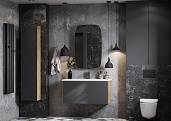 Акватон Мебель для ванной Сохо 100 R подвесная дуб веллингтон/графит софт – фотография-2