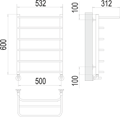 Terminus Полотенцесушитель водяной Полка П6 500x600 с полкой хром – фотография-3