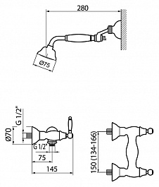 Webert Смеситель Dorian DO760101010 золото, для душа – фотография-2