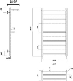 Domoterm Полотенцесушитель Медея СП2 П10 500x1000 хром – фотография-3