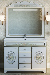 Misty Мебель для ванной Milano 100 белая патина/декор – фотография-1