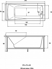 Aquatika Акриловая ванна H2O Авентура Basic 170x70 – фотография-4