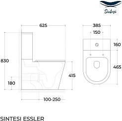 Sintesi Унитаз компакт Essler безободковый с сиденьем микролифт и бачком белый – фотография-6