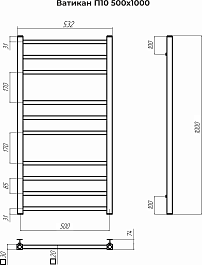 Terminus Полотенцесушитель водяной Ватикан П10 500x1000 хром – фотография-3