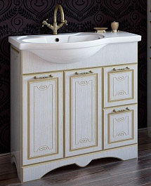 Sanflor Мебель для ванной Адель 82 R белая, патина золото – фотография-5