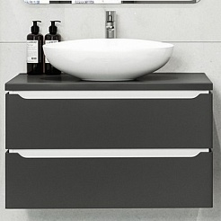 Mixline Мебель для ванной Виктория 80 подвесная графит софт – фотография-7