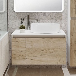 Runo Мебель для ванной Бари 80 Ovale подвесная дуб крафт/белая – фотография-3