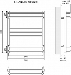 Lemark Полотенцесушитель электрический Linara П7 500x600 хром – фотография-5